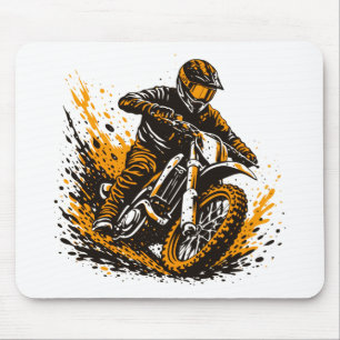 Mousepad Piloto de Motocross Derrapando na Lama
