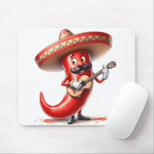 Mousepad Pimenta Vermelha Mexicana Com Violão