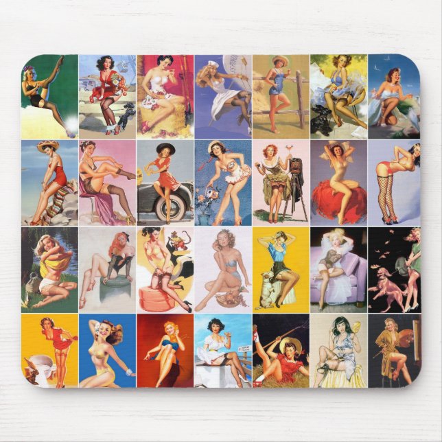 Mousepad Pin up Girls Art Vintage Collage (Frente)