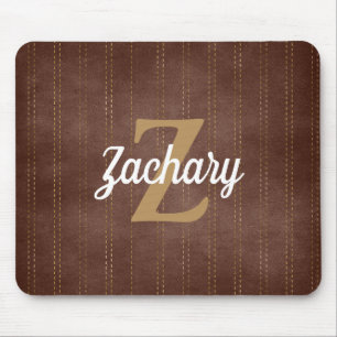 Mousepad Pinagem Castanha Escura Pinstripe Retro Monograma