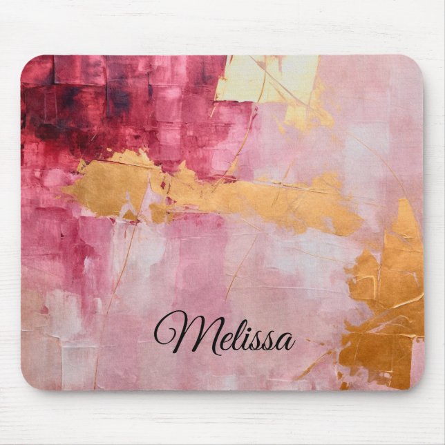 Mousepad Pincel Artístico Trave Dourado e Rosa (Frente)