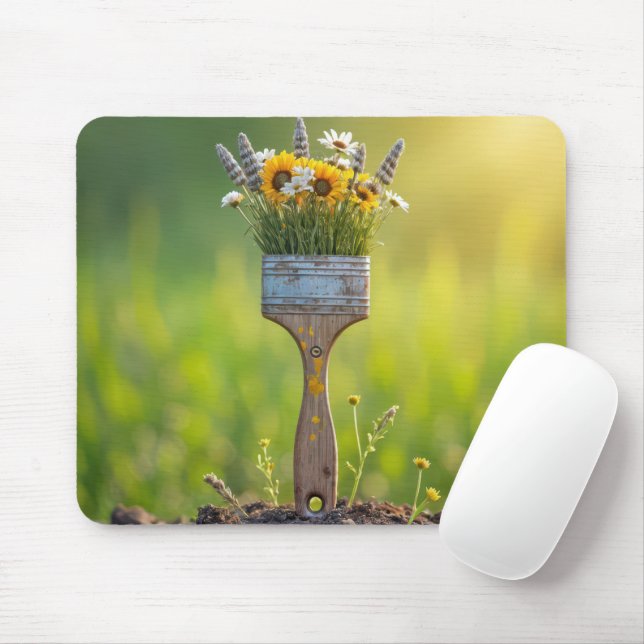 Mousepad Pincel com flores silvestres (Com mouse)