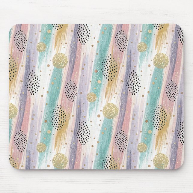Mousepad Pincel de Pastel e Abstrato geométrico Dourado (Frente)