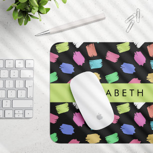 Mousepad Pincel Tinta, Traços Coloridos De Pincel, Seu Nome