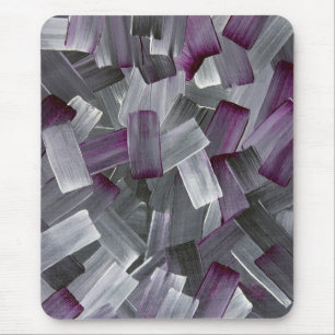 Mousepad Pinceladas Abstratas em Roxo, Preto e Cinza