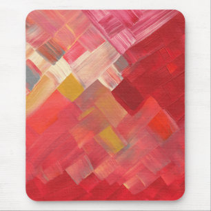 Mousepad Pinceladas Abstratas Geométricas Vermelho, Rosa e