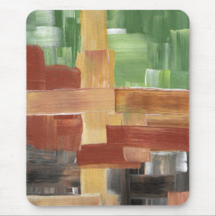 Mousepad Pinceladas Abstratas Verdes, Marrons e Tons Terros