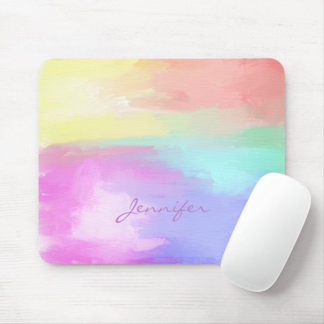 Mousepad Pinceladas Coloridas de Tinta a Óleo Monogramadas (Com mouse)