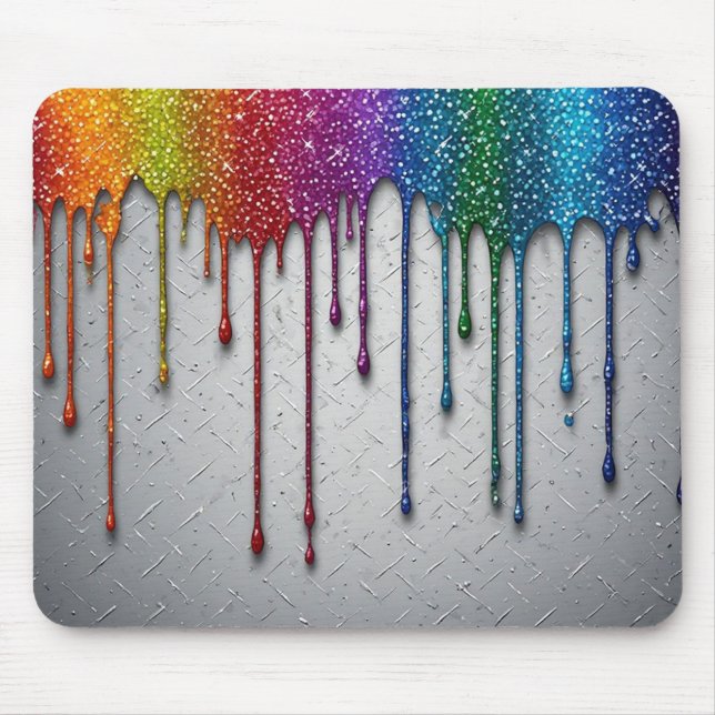 Mousepad Pinceladas de Tinta Arco-Íris Vibrante (Frente)