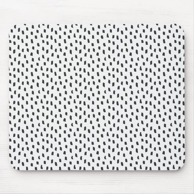 Mousepad Pinceladas Neutras Modernas Chic Preto & Branco (Frente)