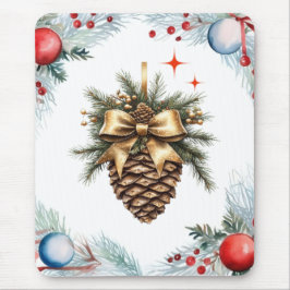 Mousepad Pine Cone Cercado Por Fio E Ornamentos