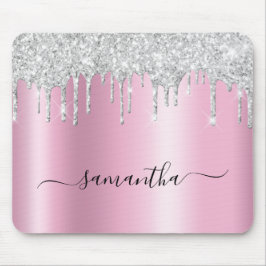 Mousepad Pingo de Brilho Prateado Brilho Rosa