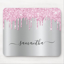 Mousepad Pingo de Brilho Rosa Pálido Revestimento Prateado