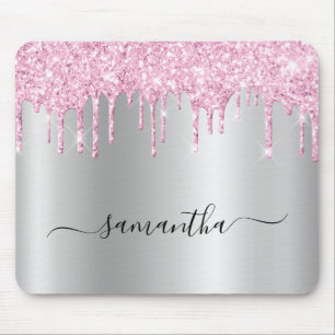 Mousepad Pingo de Brilho Rosa Pálido Revestimento Prateado