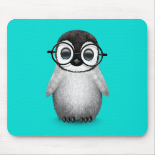 Mousepad Pinguim bonito do bebê que veste vidros do olho n