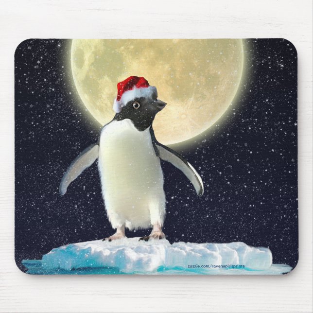 Mousepad Pinguim bonito e Moon de Natal (Frente)
