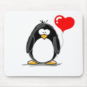 Mousepad Pinguim com um balão do coração