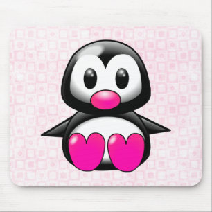 Mousepad Pinguim cor-de-rosa bonito