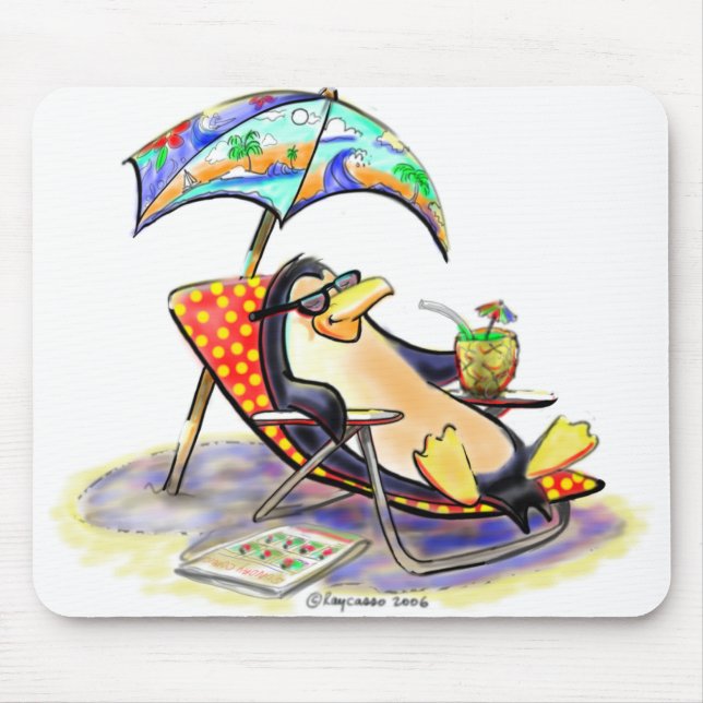 Mousepad pinguim da praia (Frente)