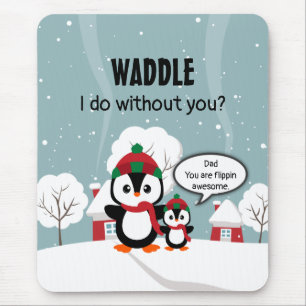 Mousepad Pinguim De Bebê De Cinza Bonita Na Neve De Inverno