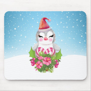 Mousepad Pinguim de Natal bonito em Papai Noel