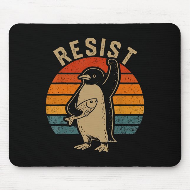 Mousepad Pinguim Engraçado Resiste Pinguins em Protesto Con (Frente)