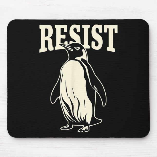 Mousepad Pinguim Engraçado Resiste Pinguins em Protesto Con (Frente)