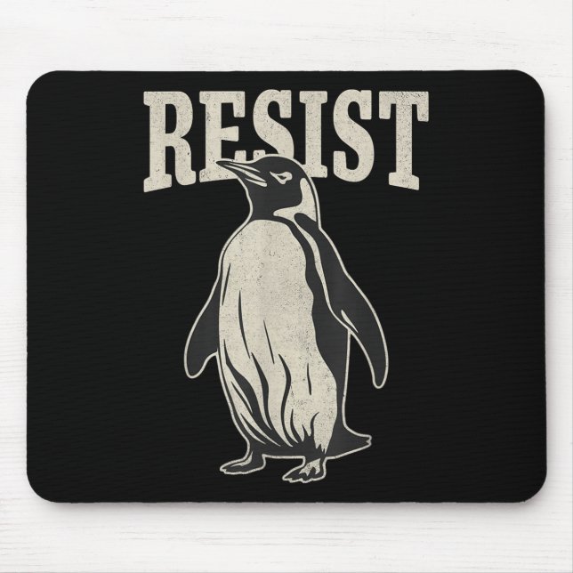 Mousepad Pinguim Engraçado Resiste Pinguins Legal (Frente)