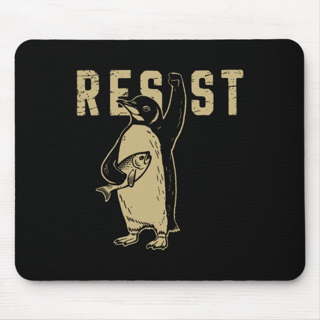 Mousepad Pinguim Engraçado Resiste Pinguins Legal Resiste C (Frente)