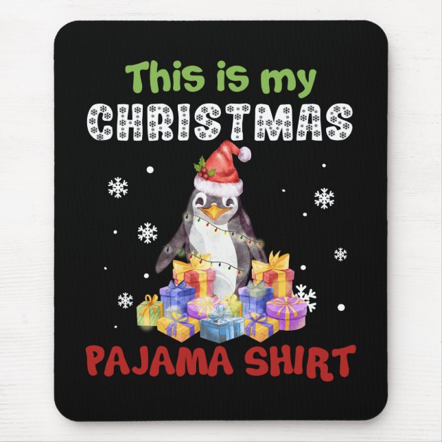 Mousepad Pinguim Esta É A Minha Camisa De Natal Do Pajama (Frente)