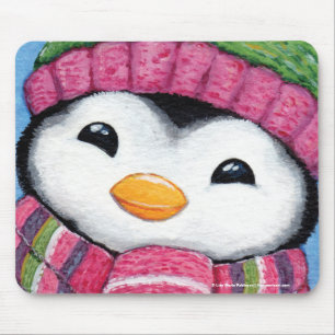 Mousepad Pinguim feliz bonito vestido para o inverno