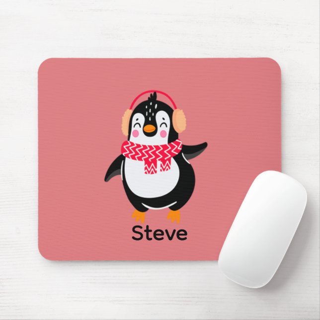 Mousepad Pinguim Jolly Natal em Scarf com Malgas (Com mouse)