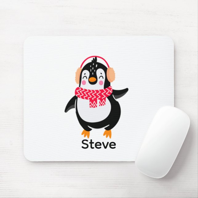Mousepad Pinguim Jolly Natal em Scarf com Malgas (Com mouse)