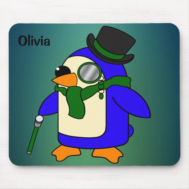 Mousepad Pinguim pinguim esmeralda de cartoon bonito (Frente)