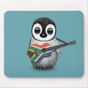 Mousepad Pinguim que joga o sul - azul africano da guitarra