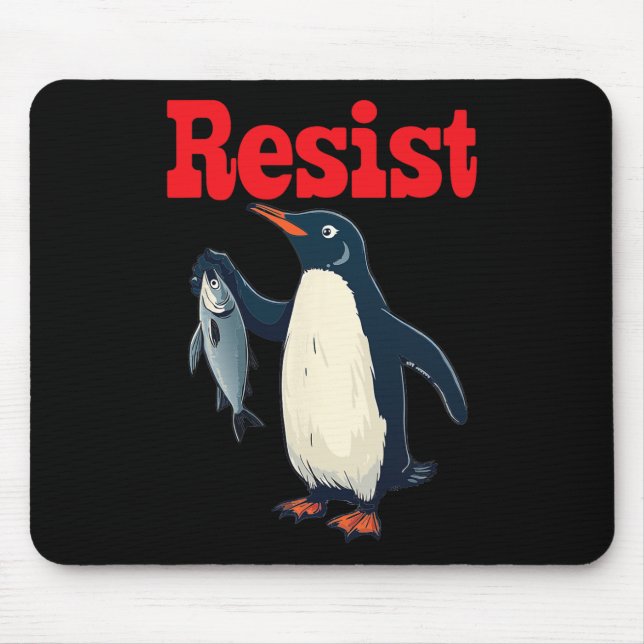 Mousepad Pinguim Resistente Segurando Peixe Protesto Gráfic (Frente)