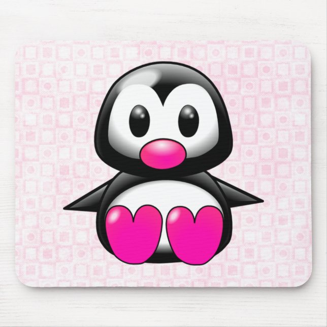 Mousepad Pinguim rosa-branca (Frente)