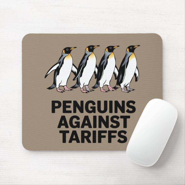 Mousepad Pinguins Antigos Protestam Contra Tarifas Engraçad (Com mouse)
