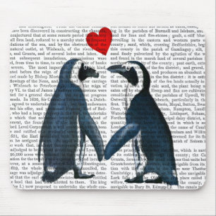 Mousepad Pinguins Com Corações De Amor