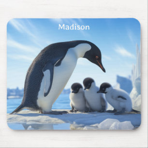 Mousepad Pinguins de Cubo de Nome Personalizado