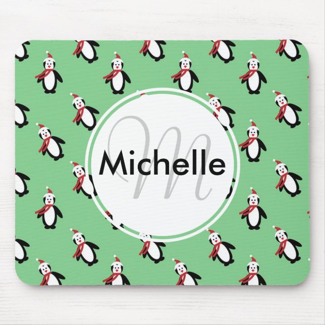 Mousepad Pinguins de Natal Bonitos (Frente)