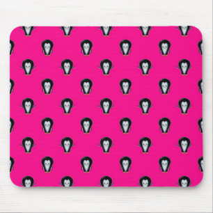 Mousepad Pinguins divertidos sobre padrão rosa quente