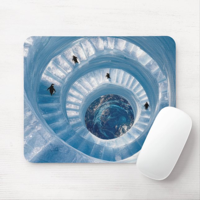 Mousepad Pinguins em uma Escada de Gelo em Espiral (Com mouse)