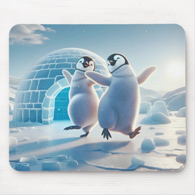 Mousepad Pinguins Felizes Dançando (Frente)