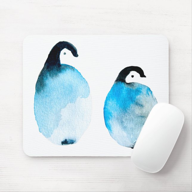 Mousepad Pinguins fofos aquarela (Com mouse)