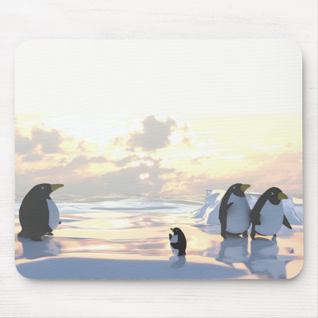 Mousepad pinguins relaxando numa banquisa (Frente)