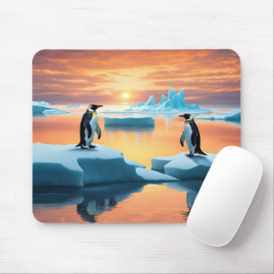 Mousepad Pinguins Sobre Icebergs De Fusão
