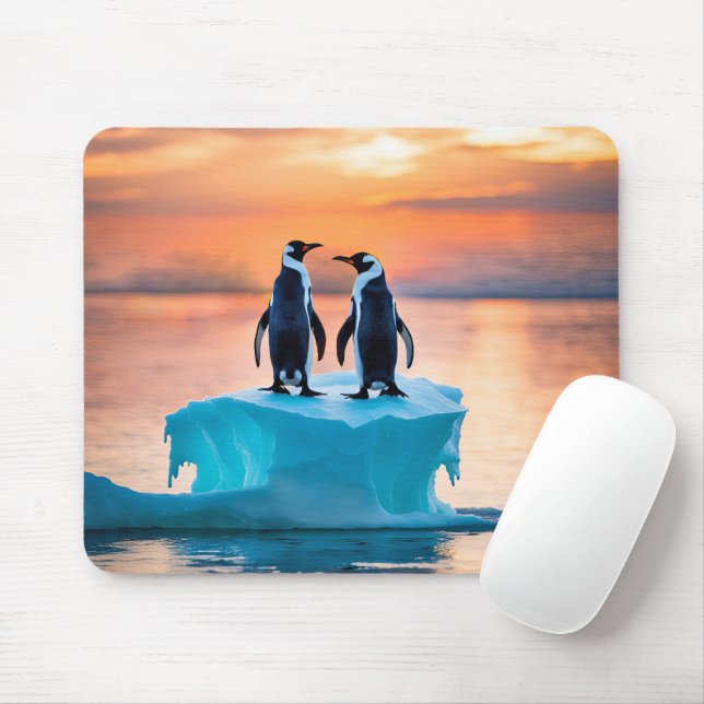 Mousepad Pinguins Sobre O Iceberg Derretido (Com mouse)