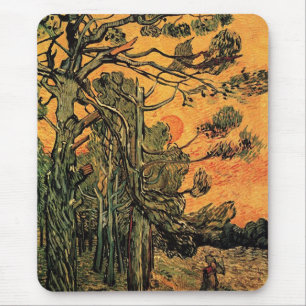 Mousepad Pinheiros contra um Céu Vermelho com a Configuraçã