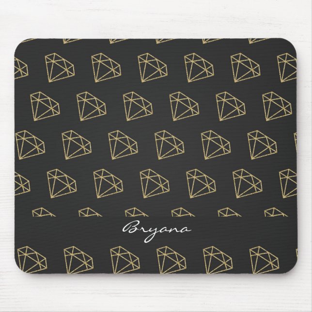 Mousepad Pinho de Mouse Glamour Moderno Diamante Dourado (Frente)